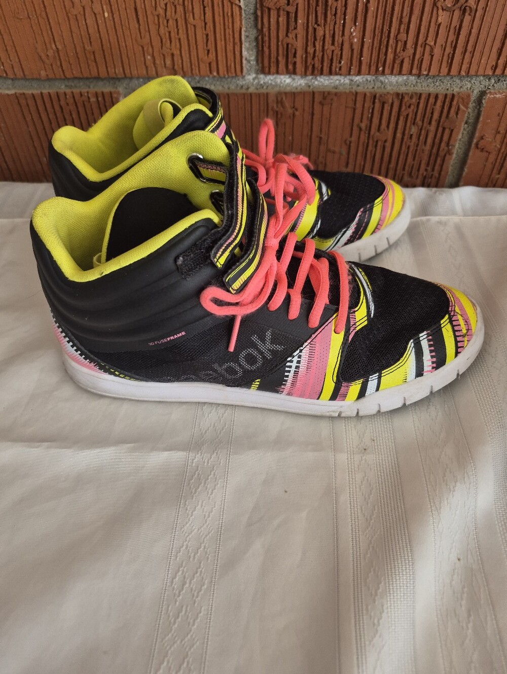 Reebok Women’s High-Top Athletic Sneakers - Black, Neon Yellow & Pink